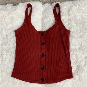 burgundy button tank